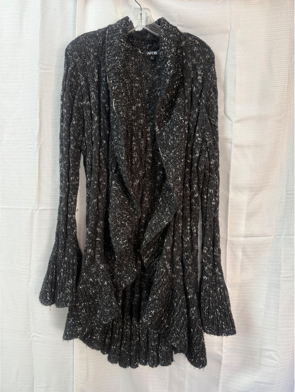 APT. 9 Women's Black and White Marled Knit Open Front Cardigan Sweater Medium